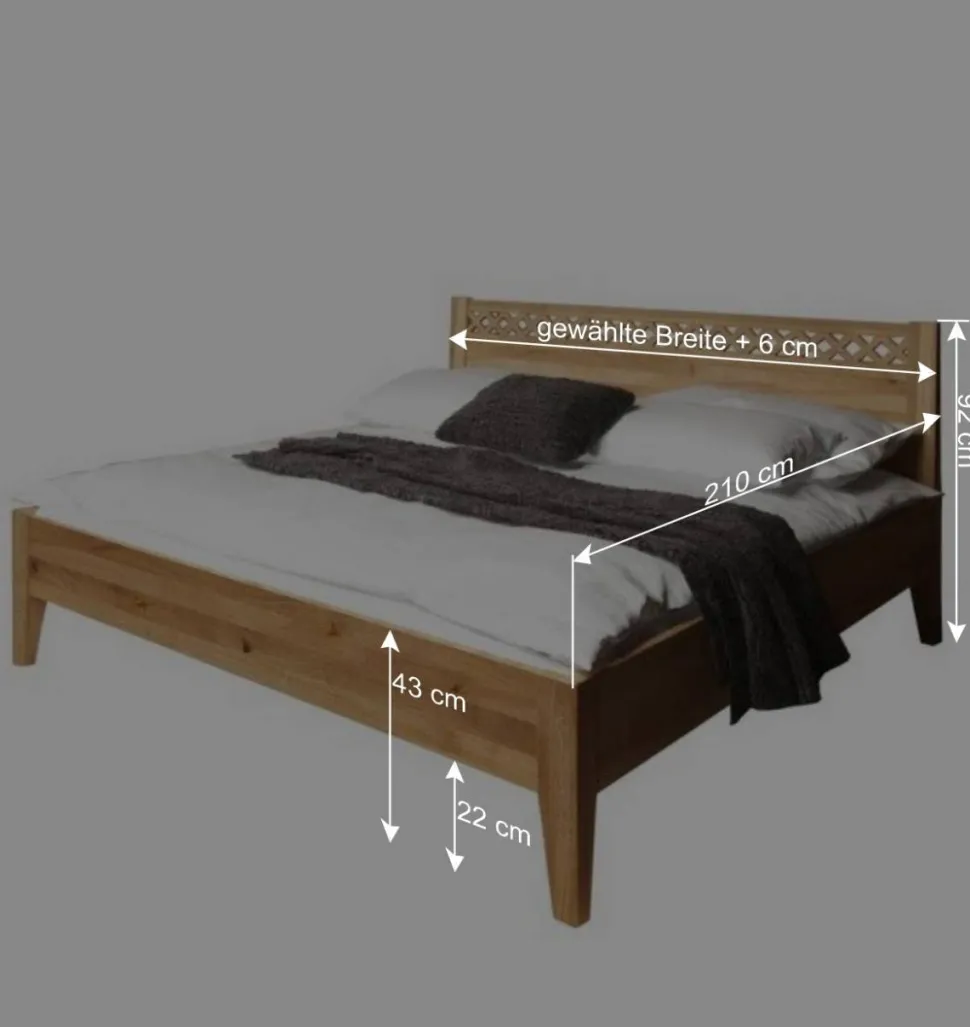 Wildeiche Holzbett Masdamos massiv geölt