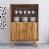 Wildeiche Mid Century Schrank mit zwei Glas Türen - Hardus
