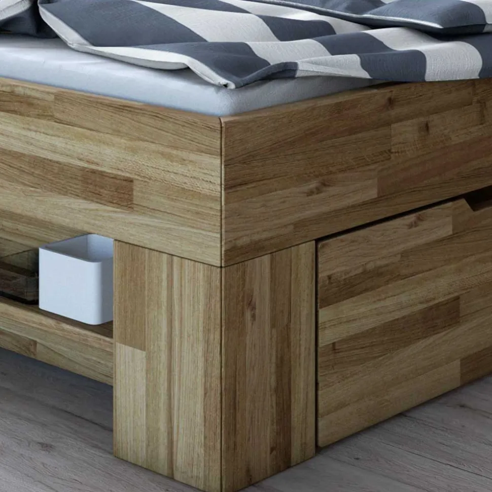 Wildeiche Schubkastenbett in modernem Design - Henrietta