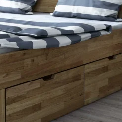 Wildeiche Schubkastenbett in modernem Design - Henrietta