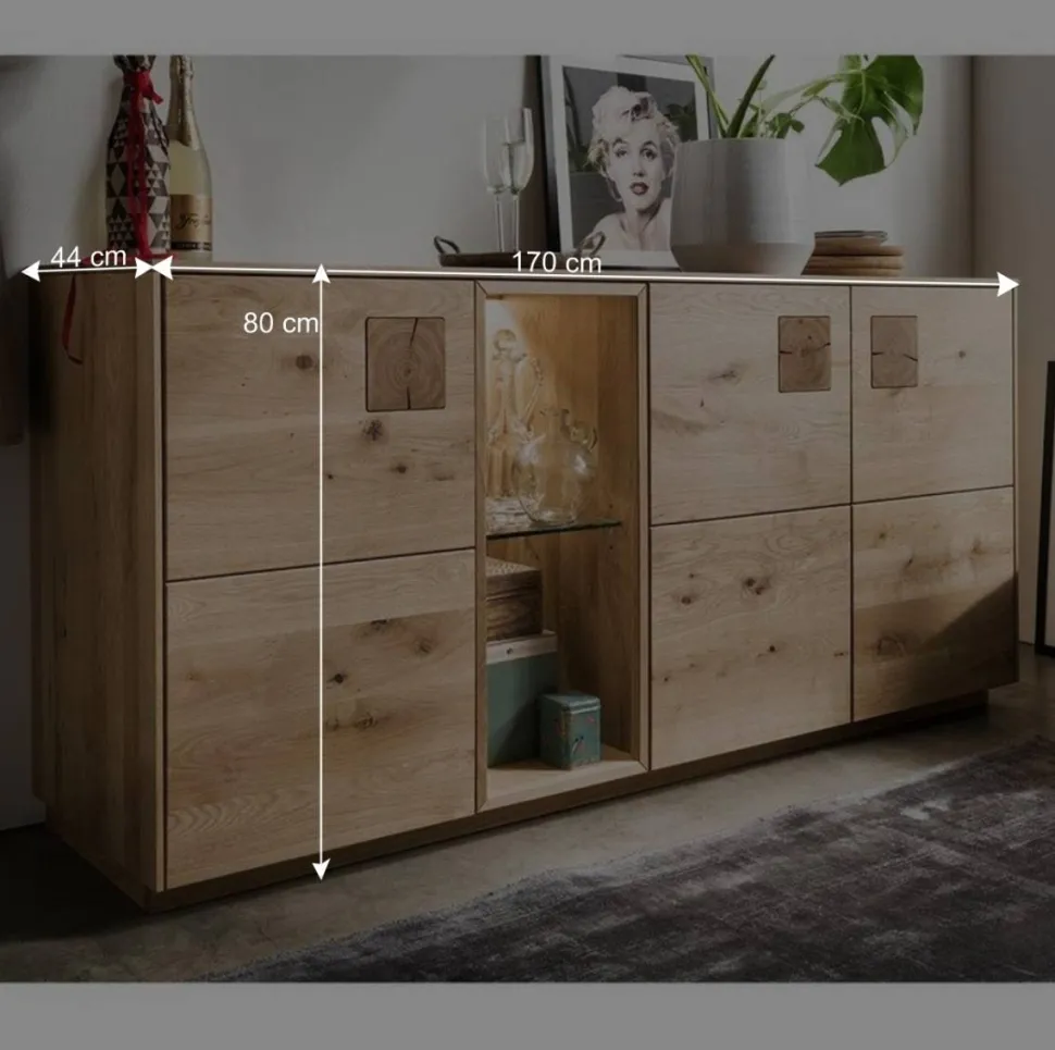 Wildeiche Sideboard in 170 cm Breite - Millena