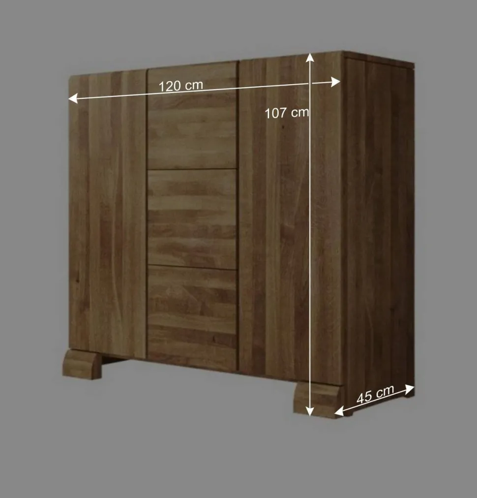 Wildeiche Sideboard Vaskov massiv geölt