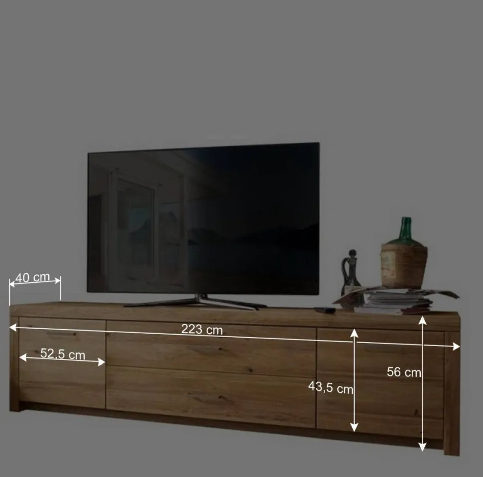 Wildeiche TV Lowboard aus geöltem Massivholz - Loitons