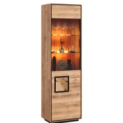 Wildeiche Vitrine in Natur mit Schwarz - Shipper