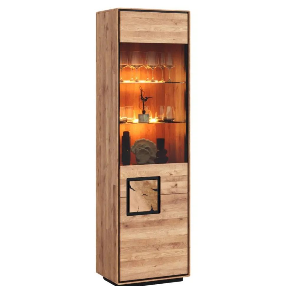 Wildeiche Vitrine in Natur mit Schwarz - Shipper