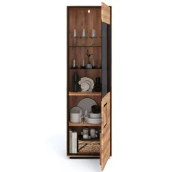 Wildeiche Vitrine in Natur mit Schwarz - Shipper