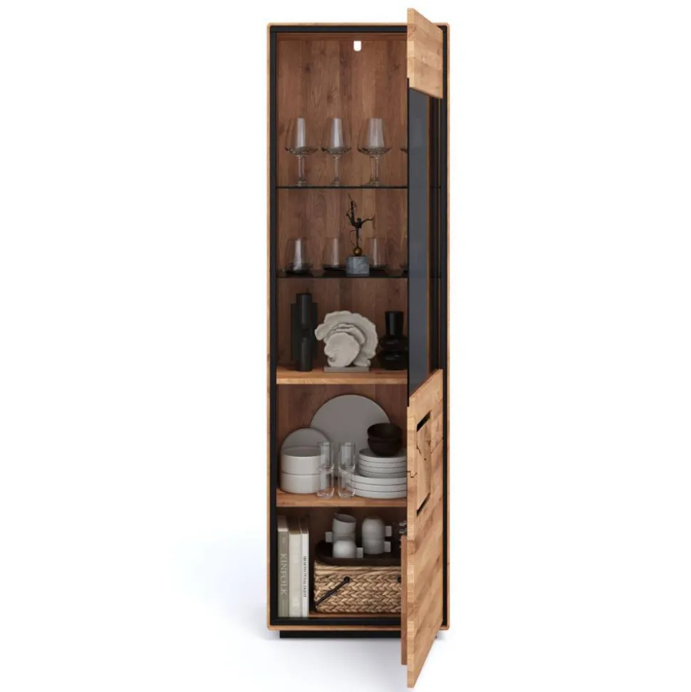 Wildeiche Vitrine in Natur mit Schwarz - Shipper