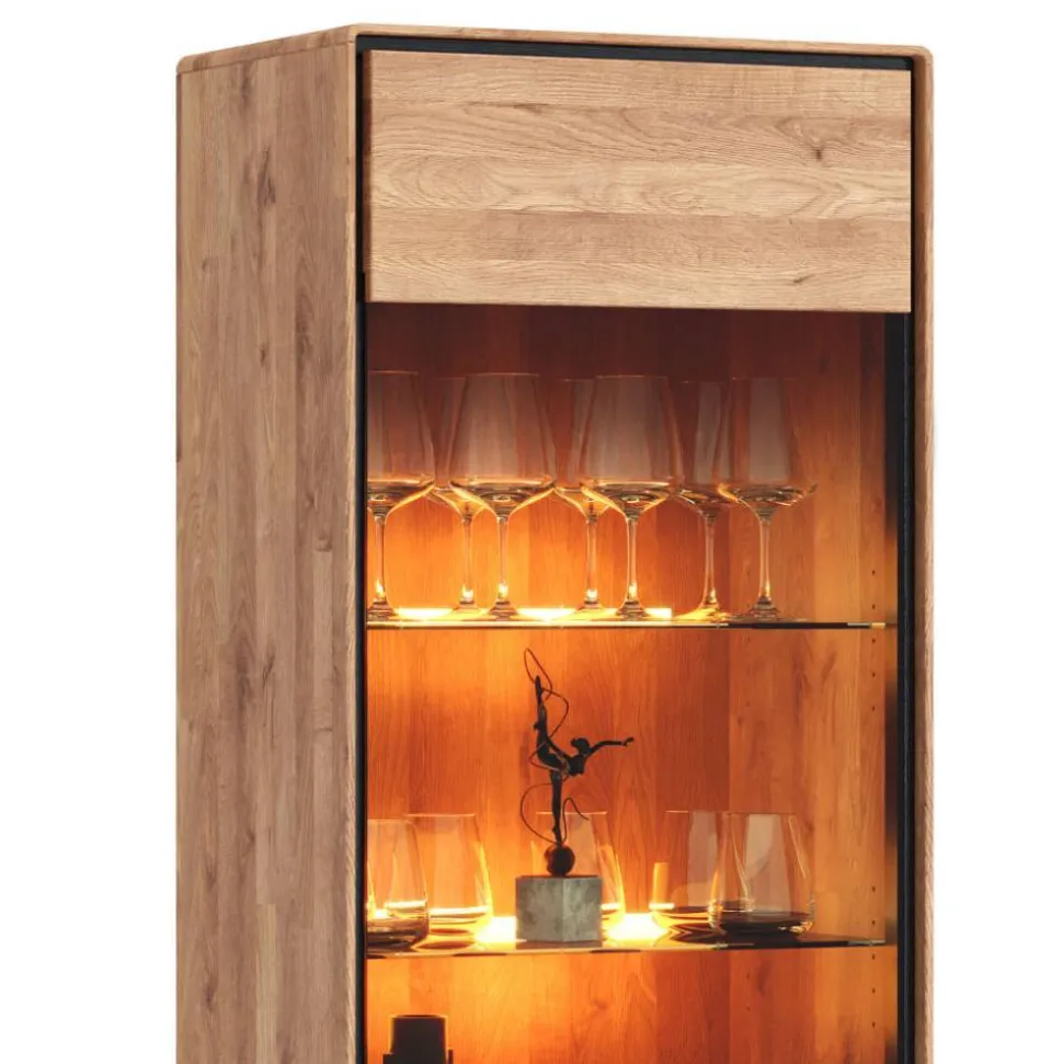 Wildeiche Vitrine in Natur mit Schwarz - Shipper