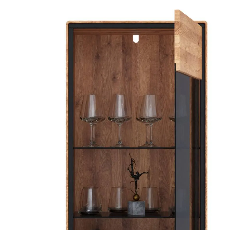 Wildeiche Vitrine in Natur mit Schwarz - Shipper