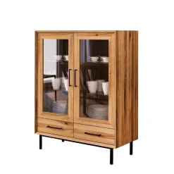Wildeiche Vitrine mit zwei Schubladen - Kerfa