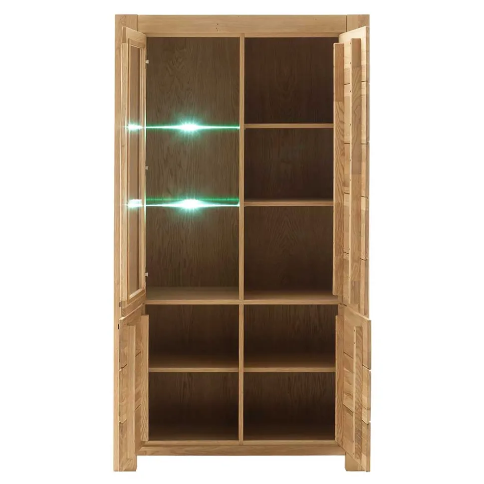 Wildeiche Vitrinenschrank teilmassiv - Sophia