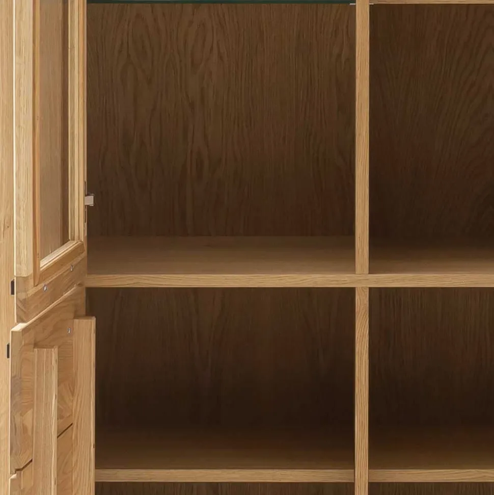 Wildeiche Vitrinenschrank teilmassiv - Sophia