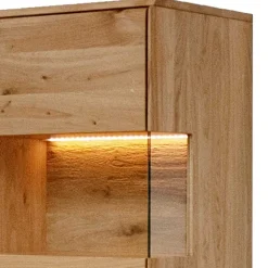 Wildeiche Wohnzimmerschrank mit Glas Einsatz - Acmida