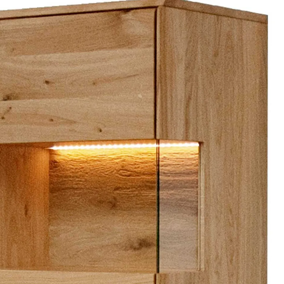 Wildeiche Wohnzimmerschrank mit Glas Einsatz - Acmida