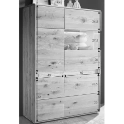 Wildeiche Wohnzimmerschrank mit Glas Einsatz - Acmida