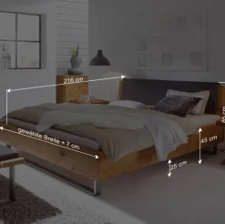 Wildholz Bett Housten mit Bügelgestell aus Metall
