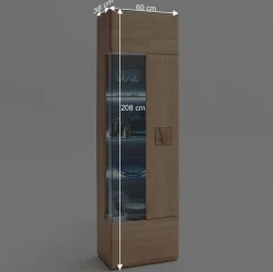 Wohnkombination in Eiche Bianco teilmassiv Pontros optional mit LED (vierteilig)