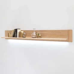 Wohnkombination in Eiche Bianco teilmassiv Pontros optional mit LED (vierteilig)