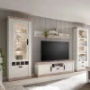 Wohnkombination mit TV Element im Landhaus Stil Nedita in Weiß Pinie (vierteilig)