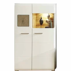 Wohnwand Vitrine in Weiß Eiche - Lisepio