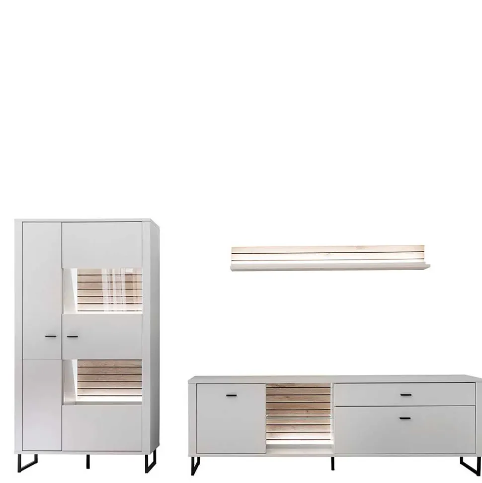Wohnwand Wohnzimmermöbel Set - Varzino (dreiteilig)
