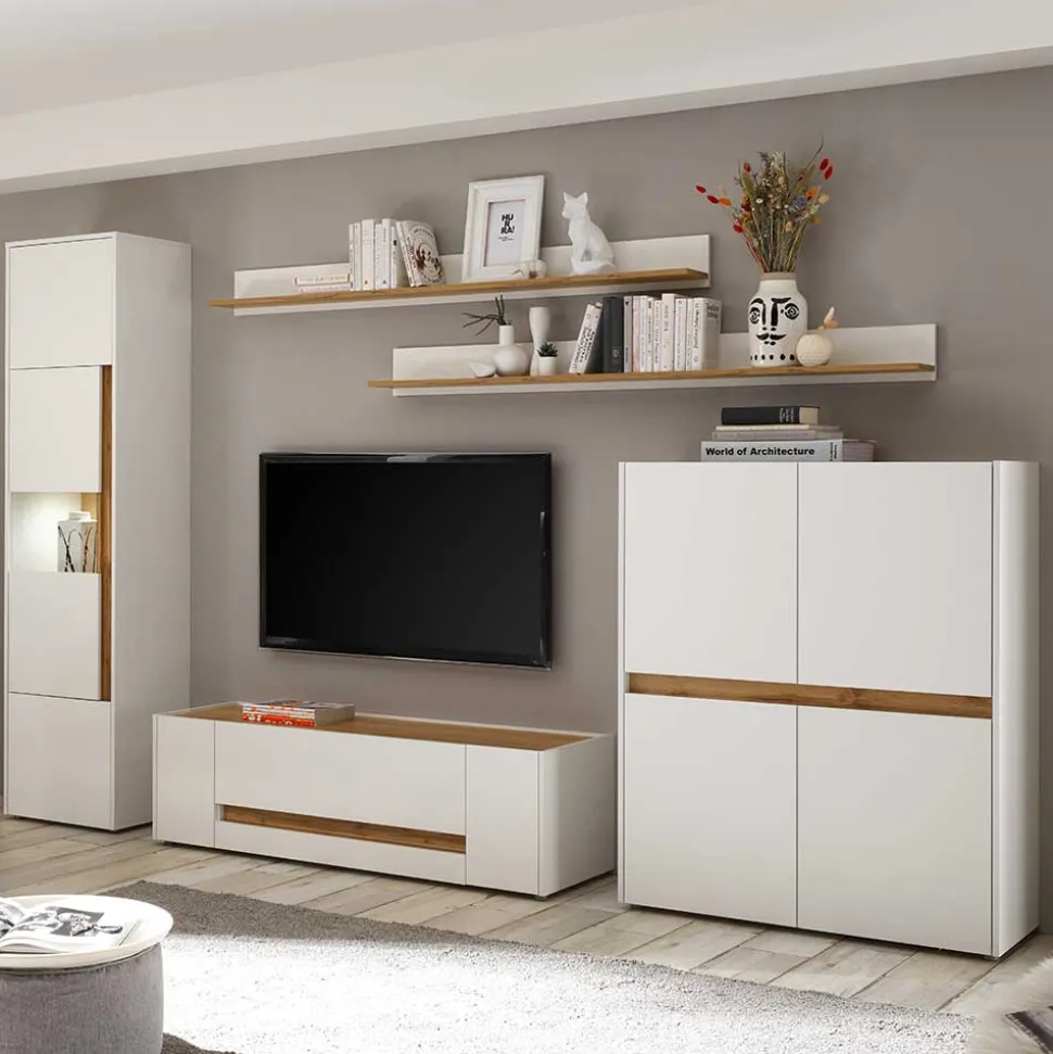 Wohnzimmer Anbauwand 340 cm breit - Nonessia (fünfteilig)