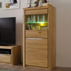 Wohnzimmer Anbauwand Croconia aus Wildeiche Massivholz (dreiteilig)