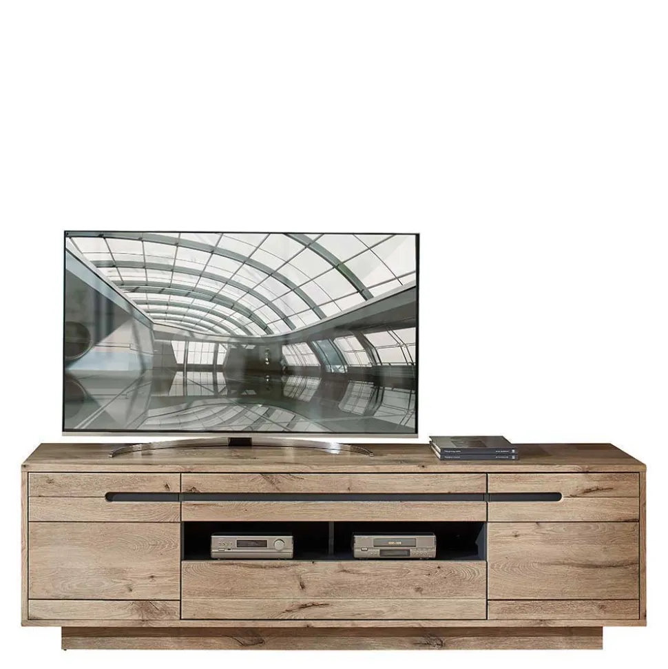 Wohnzimmer Anbauwand Holz Look - Zelio (dreiteilig)