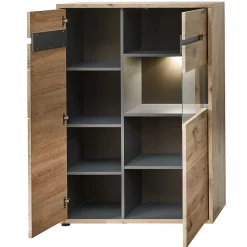 Wohnzimmer Anbauwand Holz Look - Zelio (dreiteilig)