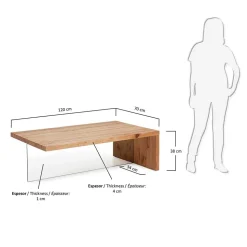 Wohnzimmer Eichentisch Bondoville mit Glas Fuß