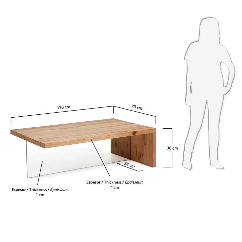 Wohnzimmer Eichentisch Bondoville mit Glas Fuß