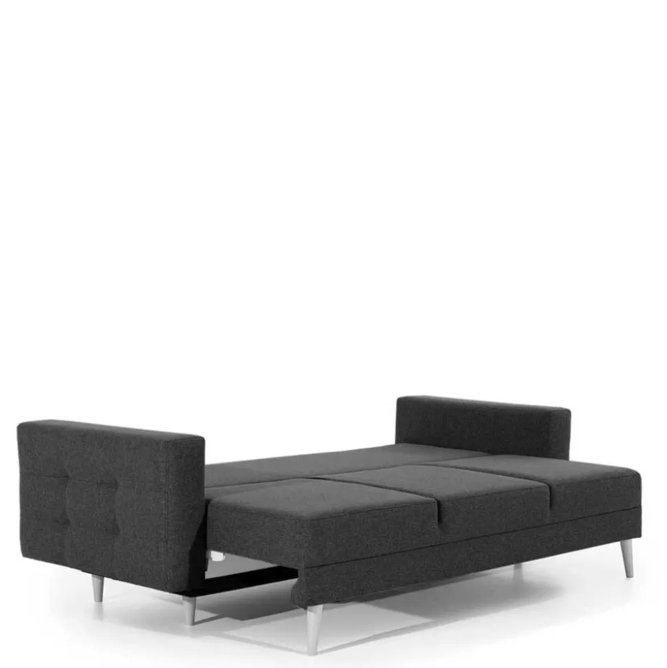 Wohnzimmer Klappcouch in Dunkelbraun Samt - Smento
