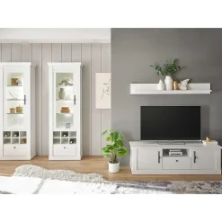 Wohnzimmer Möbelset in weißer Holzoptik Pinie - Liancos (vierteilig)