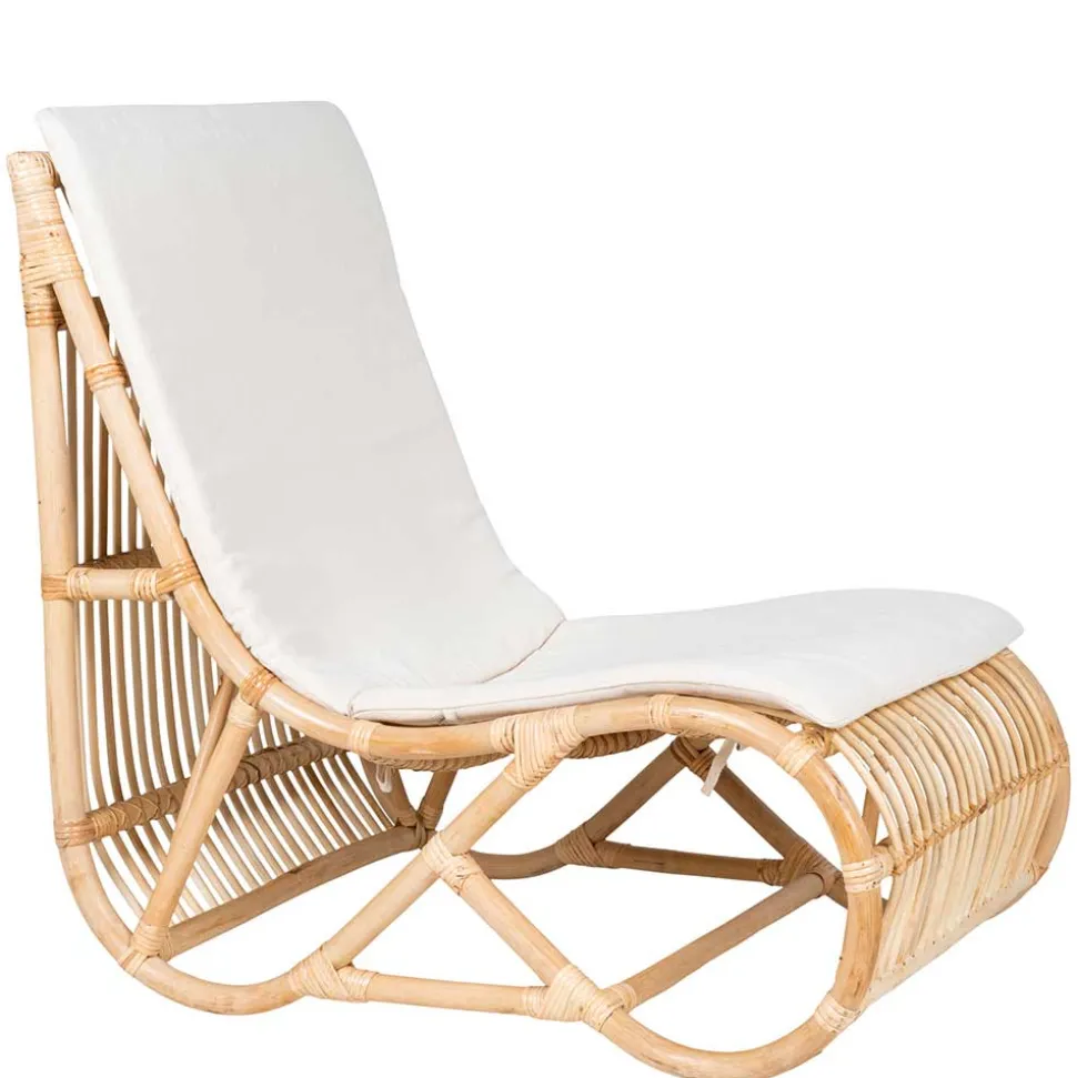 Wohnzimmer Rattan Loungestuhl in Natur - Abramas