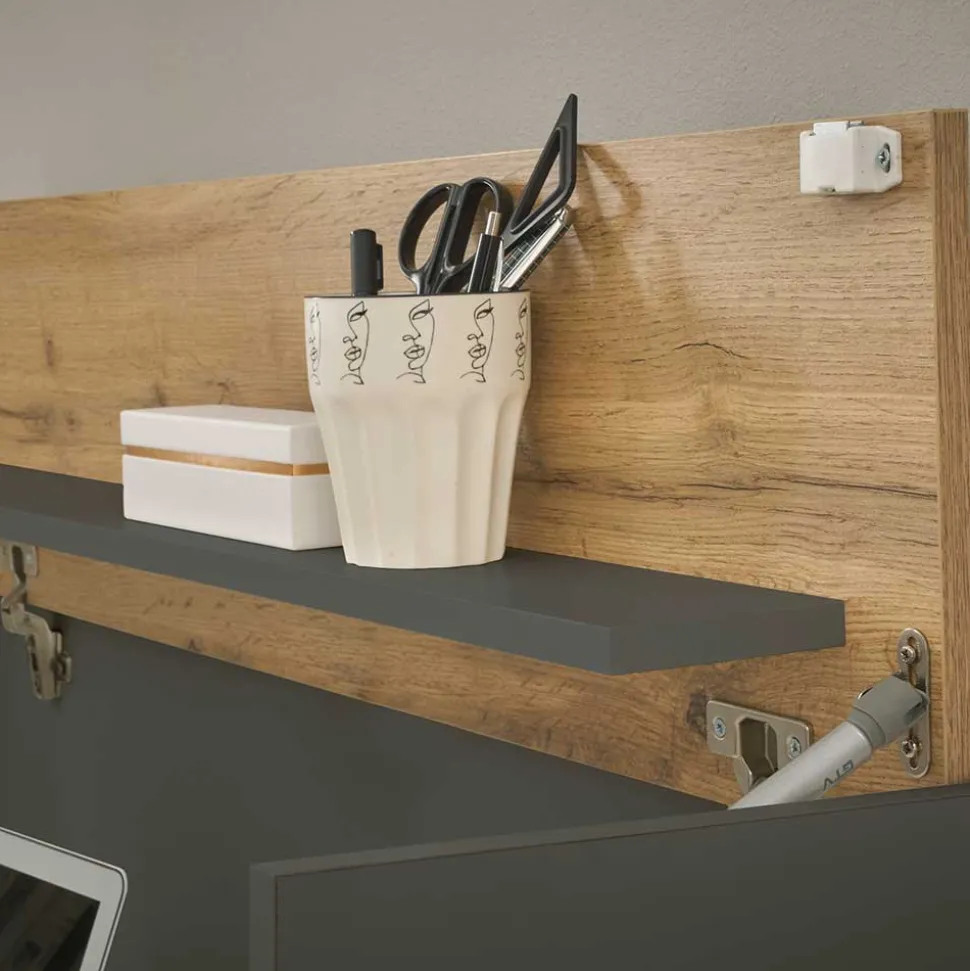 Wohnzimmer Schrank Kombi in Anthrazit - Ahilav (sechsteilig)