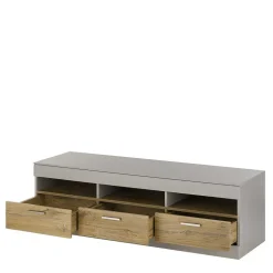 Wohnzimmer Schrank Set in Hellgrau & Zinneiche - Lioscas (vierteilig)