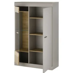 Wohnzimmer Schrank Set in Hellgrau & Zinneiche - Lioscas (vierteilig)