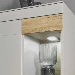 Wohnzimmer Schrank Set in Hellgrau & Zinneiche - Lioscas (vierteilig)