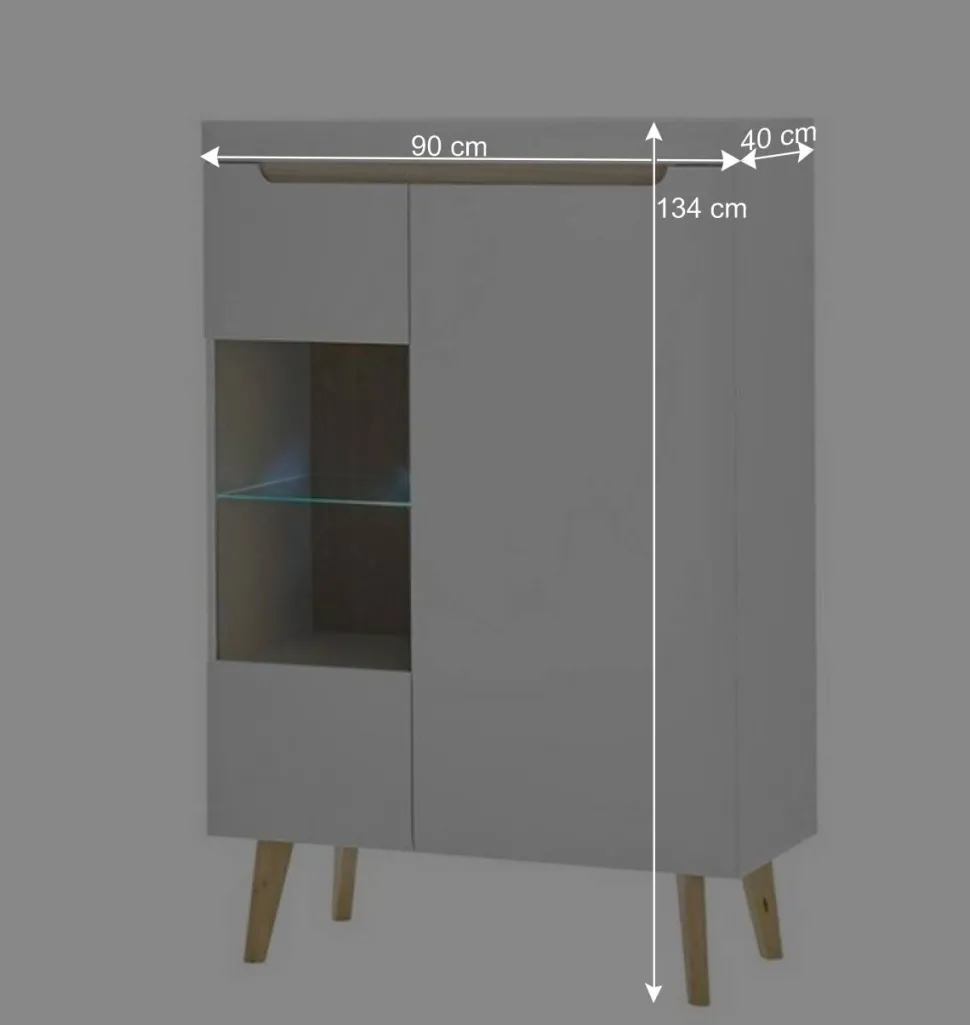 Wohnzimmer Schrankset im Skandi Design - Ginko (vierteilig)