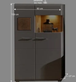 Wohnzimmer Schrankwand Lisepio mit Beleuchtung (fünfteilig)