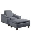 Wohnzimmer Sessel in Jeansblau und Nussbaum - Ilea
