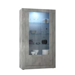 Wohnzimmer Vitrine in Beton Optik - Vareika