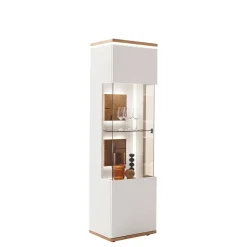 Wohnzimmer Vitrine in Soft White und Wildeiche - Yordyn