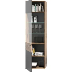 Wohnzimmer Vitrinenschrank in der Größe 57x200x37 cm - Lucios