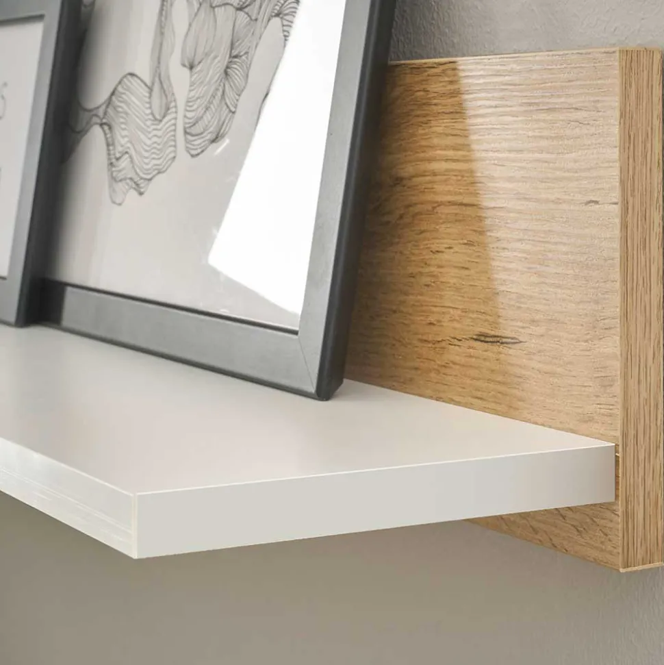Wohnzimmer Wandboard in Weiß & Wildeiche NB - Nonessia