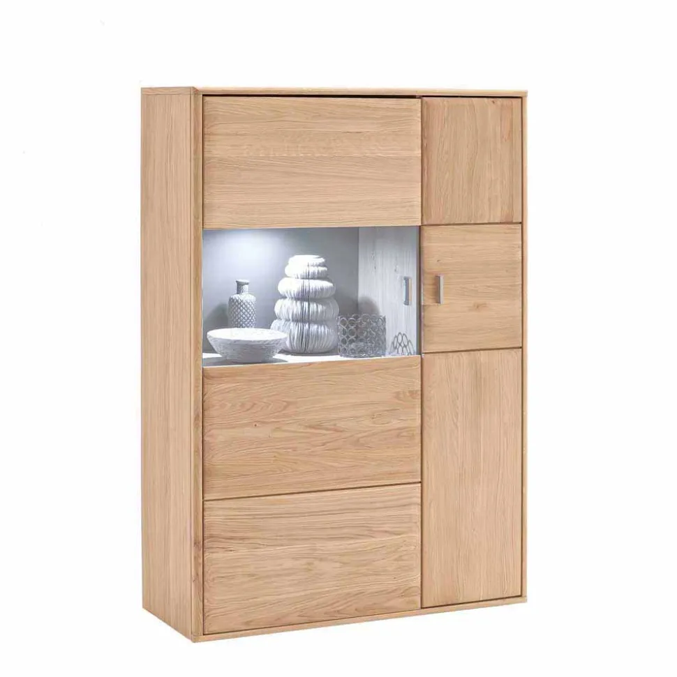 Wohnzimmer Wohnwand Vernella aus Massivholz (vierteilig)