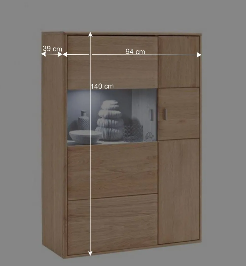 Wohnzimmer Wohnwand Vernella aus Massivholz (vierteilig)
