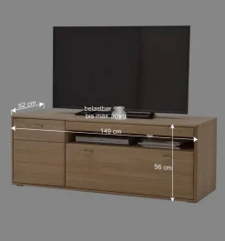 Wohnzimmer Wohnwand Vernella aus Massivholz (vierteilig)