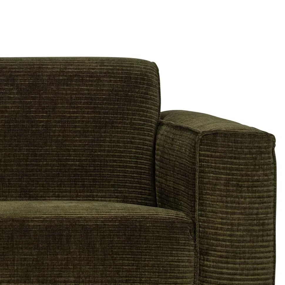 Wohnzimmercouch in Dunkelgrün Cord - Enkolu
