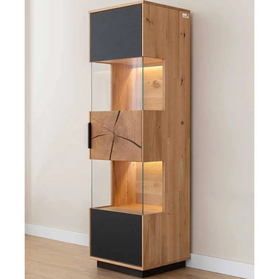 Wohnzimmerschrank aus Eiche und Glas - Masicuri